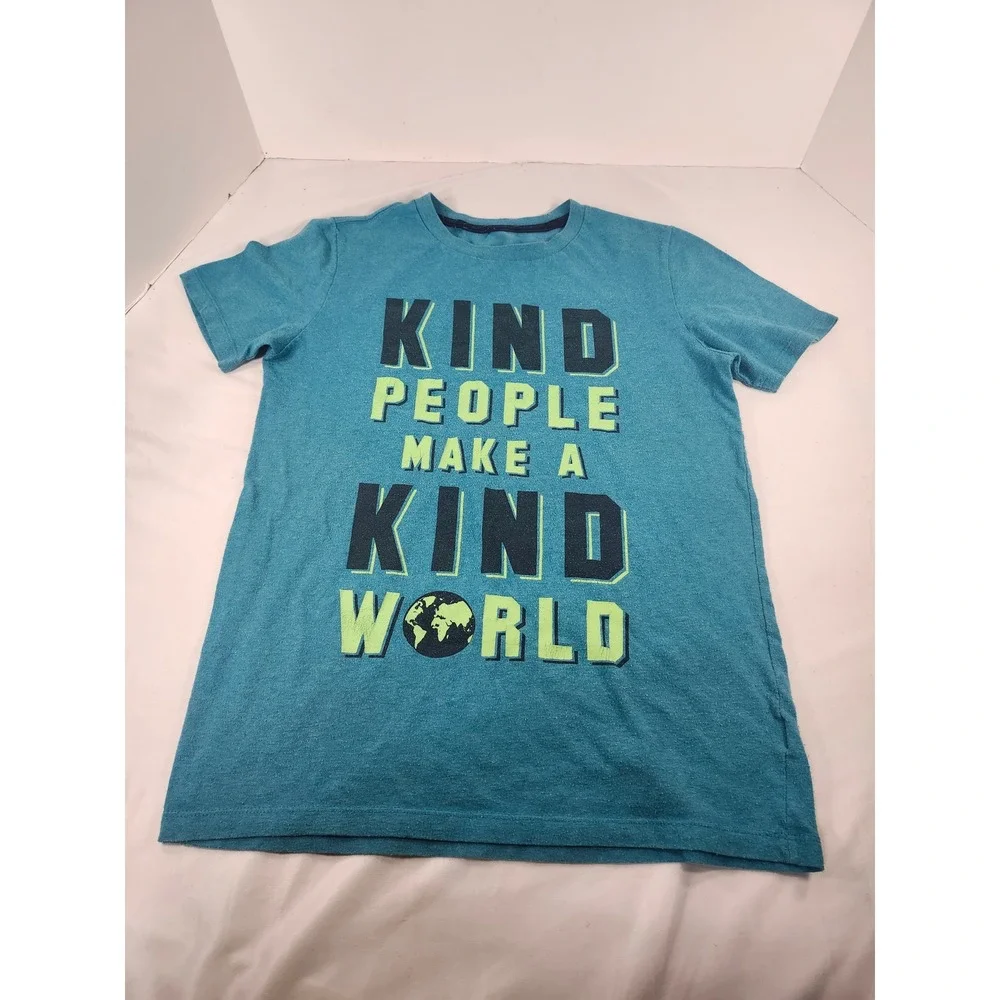 Boys Kind People Make A Kind World Graphic Tee Blue XL 14-16 Short Sleeve Shirt